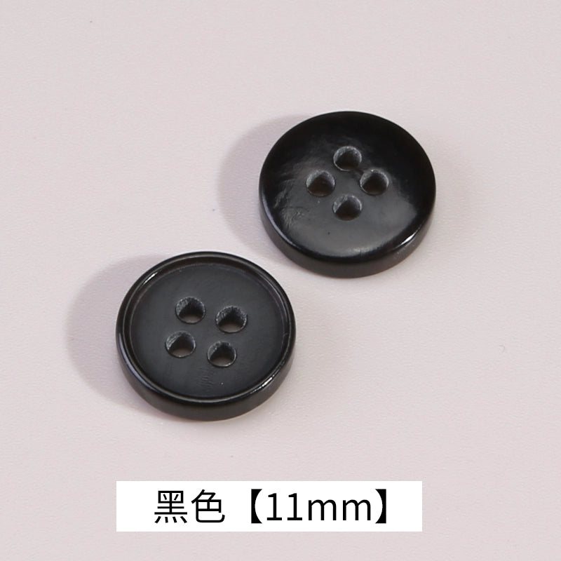 3326★  High-grade natural real horn buttons men's and women's retro cotton and linen polo shirt shirt buttons black coffee small buttons