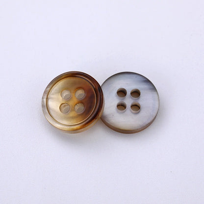 3349★  Versatile black and white men's short-sleeved t-shirt polol shirt round small button shirt buttons women's chiffon shirt buttons