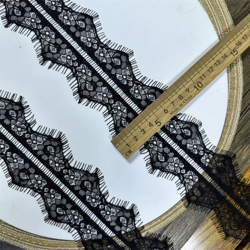 3739 Ropa de alta calidad en blanco y negro, accesorios para vestidos de novia, tela de encaje hueco, ropa interior, encaje de pestañas unilateral