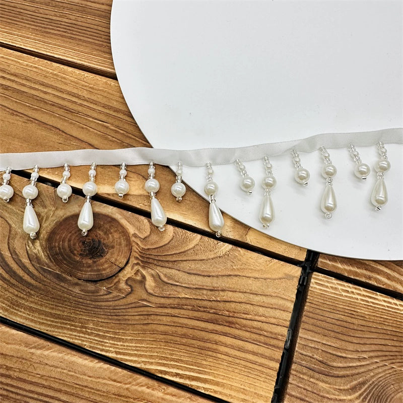 3707 Accesorios de encaje de perlas con flecos DIY Cortina de cuentas Hanfu Xiacheng Cheongsam Puños Cuello Clavo Cincha de cuentas