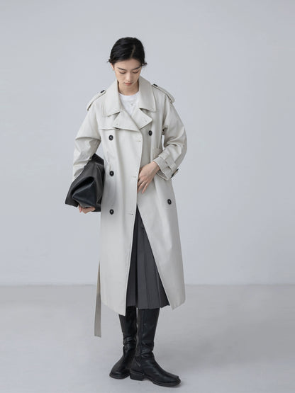 CAREMIND original diseño cruzado sentido nicho gabardina caqui mujer rodilla media y larga otoño 