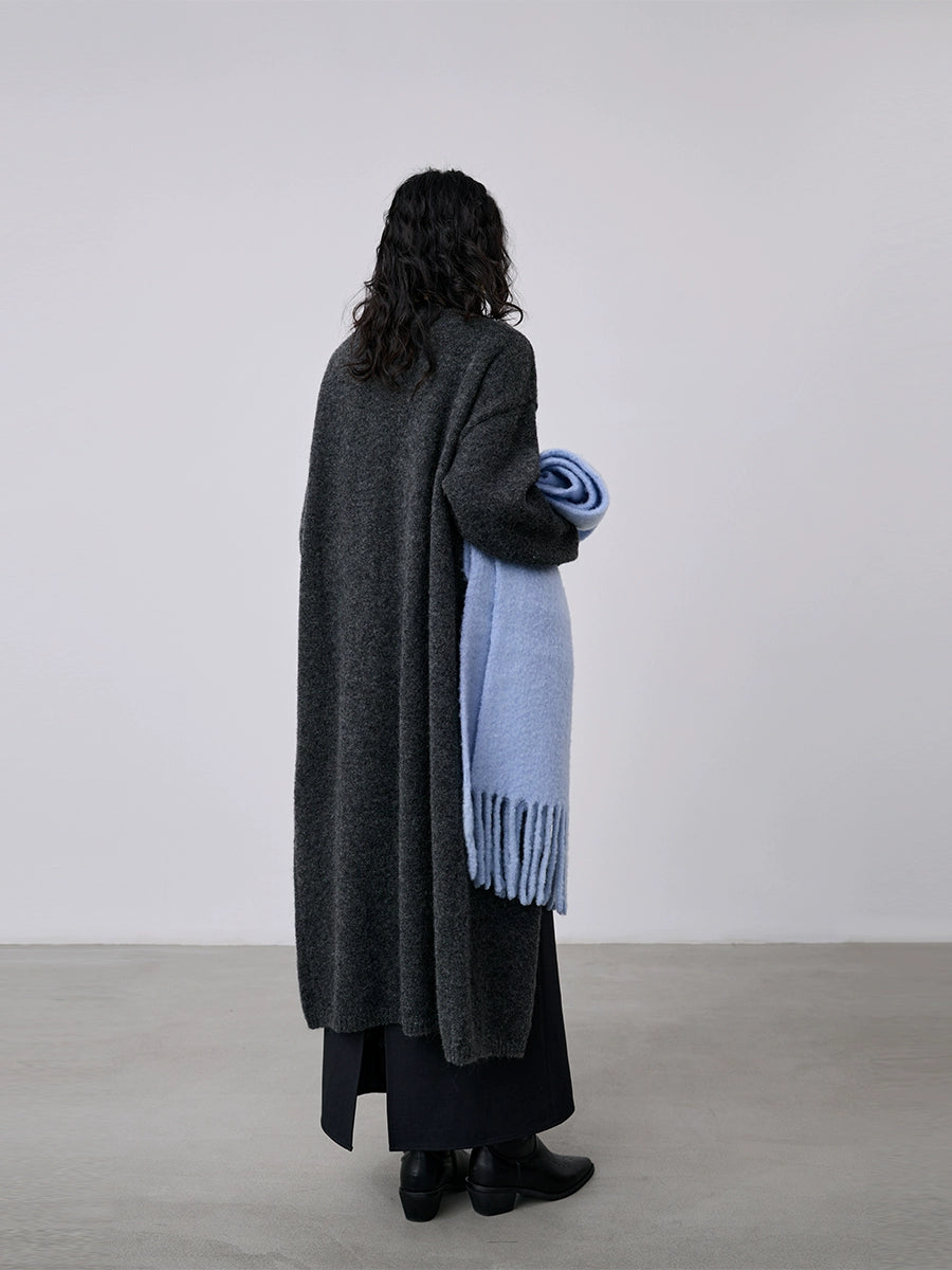 [Offre spéciale à durée limitée] Cardigan en mohair doux et ciré, veste pull longue avec gilet sans manches, ensemble deux pièces