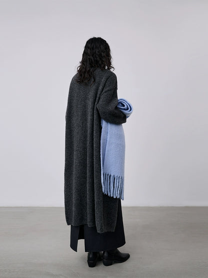 [Offre spéciale à durée limitée] Cardigan en mohair doux et ciré, veste pull longue avec gilet sans manches, ensemble deux pièces