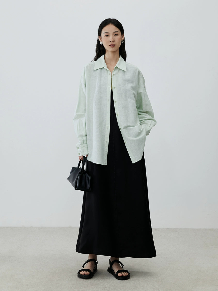 [Vistazo elegante] Vestido tipo chaleco de tencel premium negro CAREMIND, falda apilada sin mangas con cuello en V para otoño 