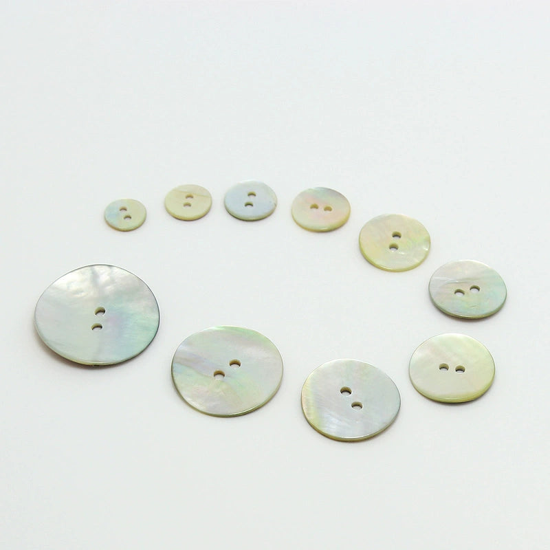 3399★  Imported Mass shell button round two-eye shirt cardigan button pearlescent trench coat Korean version cuffs natural pearlescent