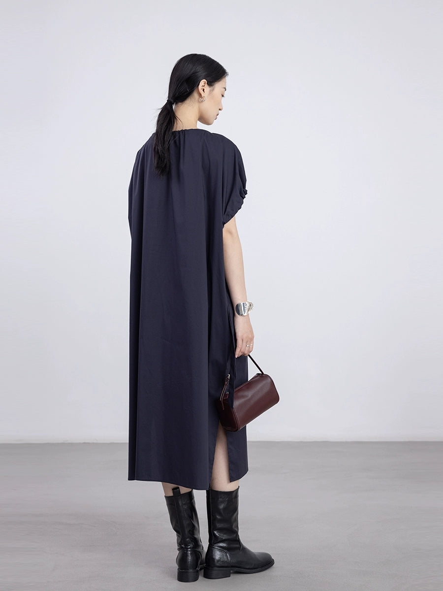 [Oferta especial por tiempo limitado] Vestido de diseño industrial pesado azul marino de alta gama CAREMIND, vestido de encaje sin mangas, mediano y largo 