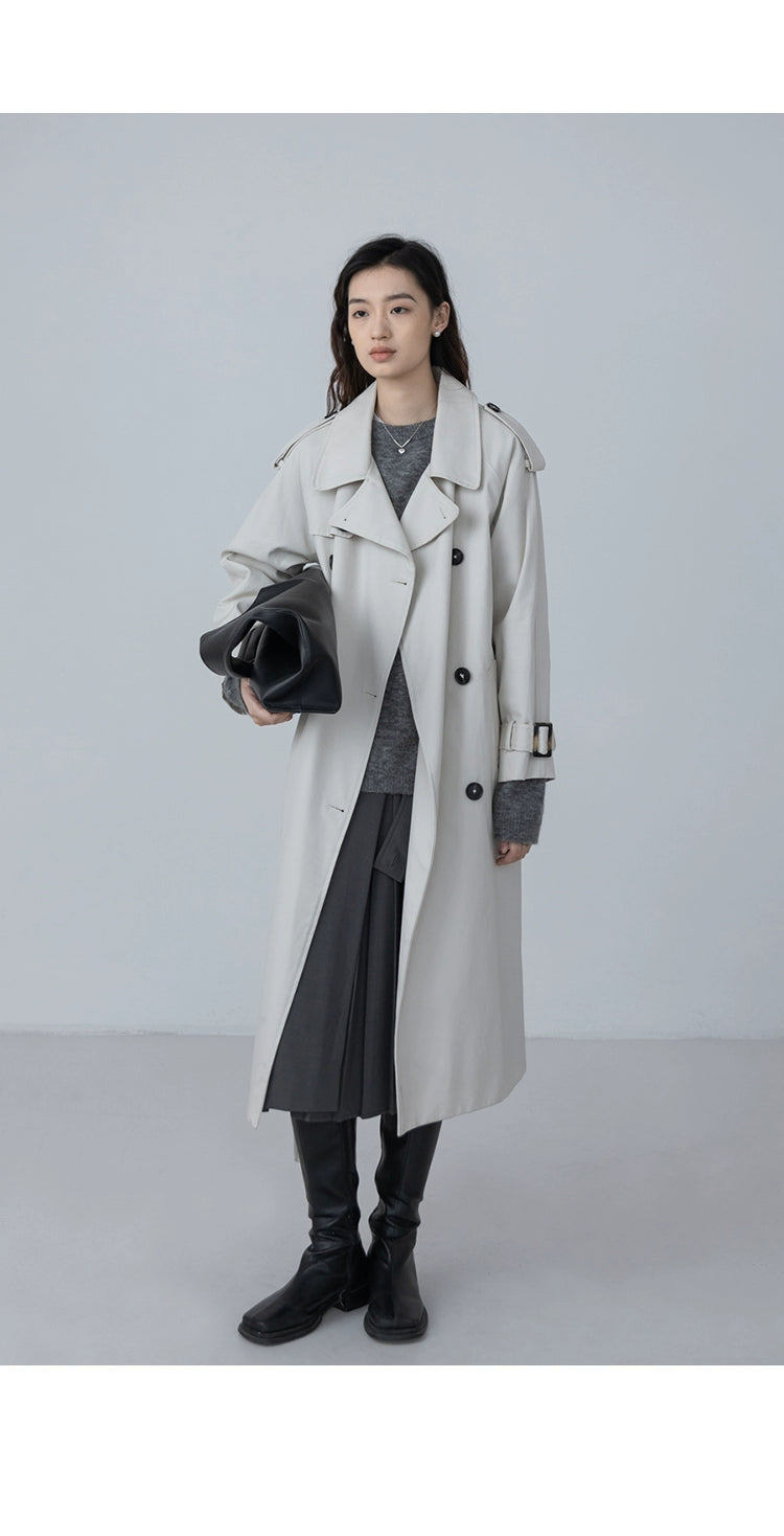 CAREMIND original diseño cruzado sentido nicho gabardina caqui mujer rodilla media y larga otoño 