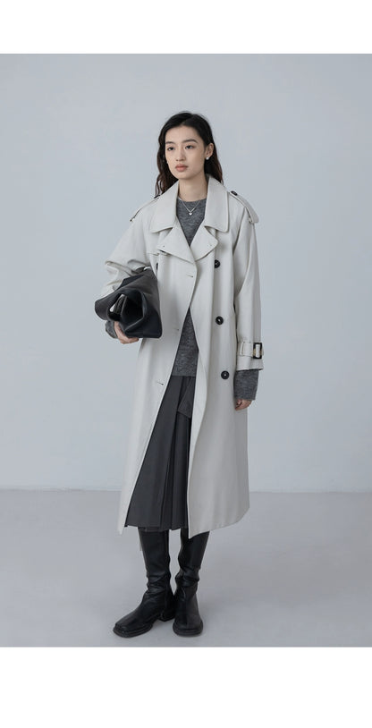 CAREMIND original diseño cruzado sentido nicho gabardina caqui mujer rodilla media y larga otoño 