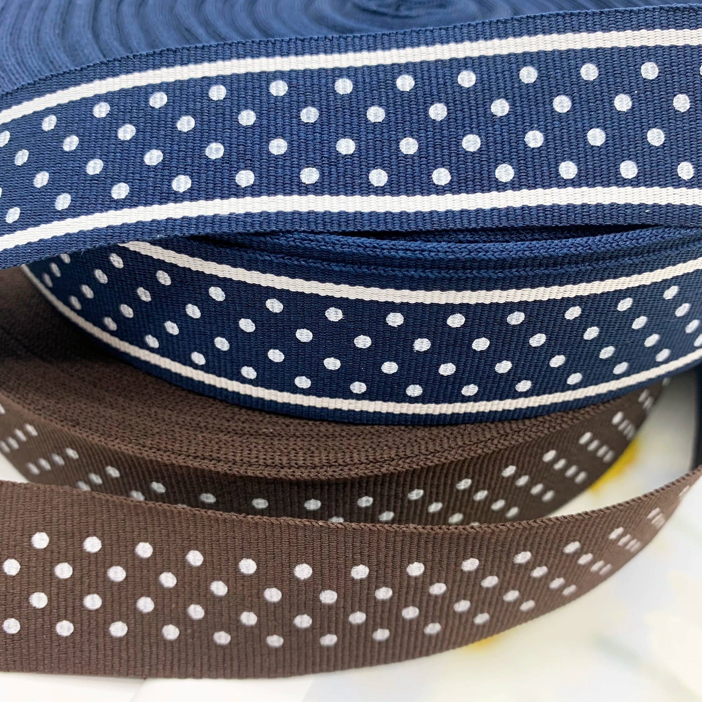 3872 Tira de costura con estampado de lunares de 3 cm para pantalones, borde lateral, accesorios para ropa, textiles para el hogar