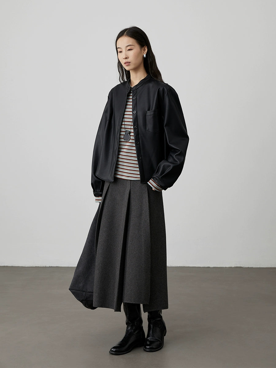 [Thin and Qiao Muffins] CAREMIND Striped Crew Neck Long Sleeve T-Shirt Slim and Skinny Inner Bottom Top Spring and Autumn