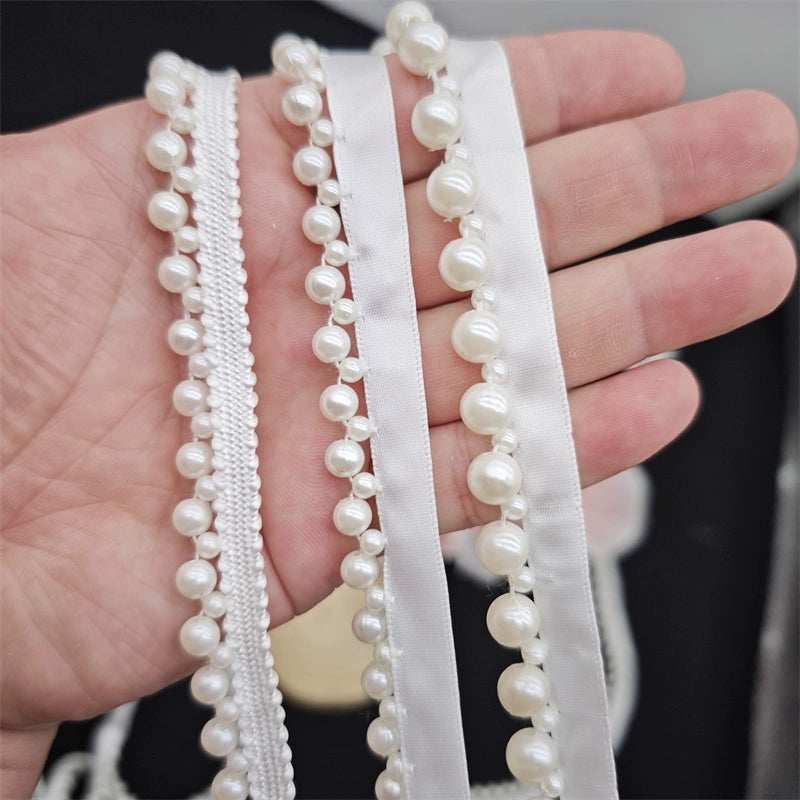 3679 Todo hecho a mano con encaje de perlas de imitación, estilo República de China, cheongsam, Hanfu, ropa, escote, sombrero, accesorios decorativos