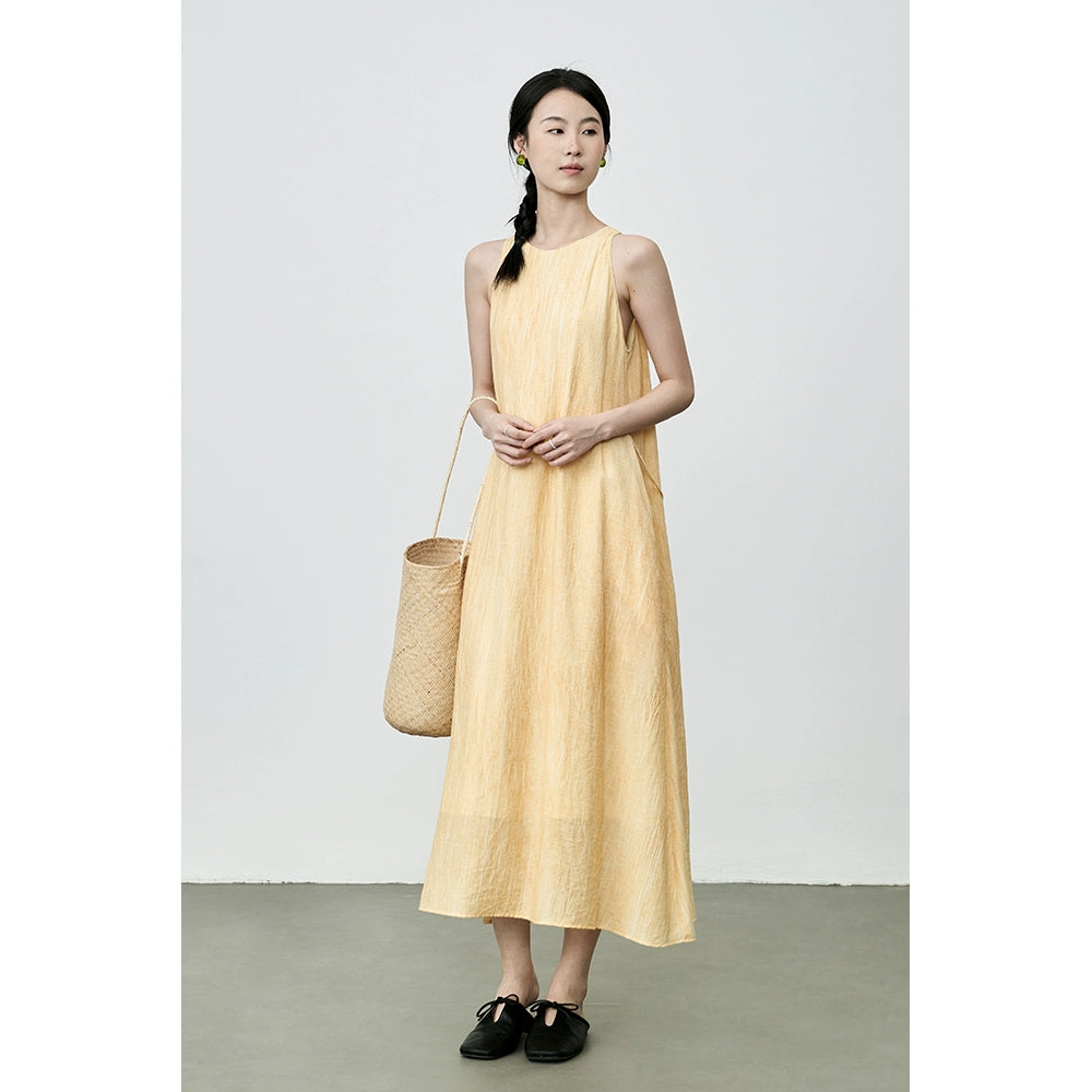 [Sunset Dunes] CAREMIND Premium Jinzhan Yellow Neck Dress Lazy Tie-dye Artistic Vest Skirt