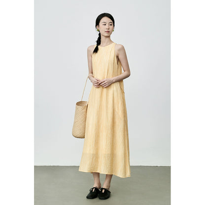 [Sunset Dunes] CAREMIND Premium Jinzhan Yellow Neck Dress Lazy Tie-dye Artistic Vest Skirt