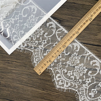 3753 Ancho 14CM Encaje de tul unilateral con pestañas, material de empalme decorativo para ropa de cama, vestido de novia