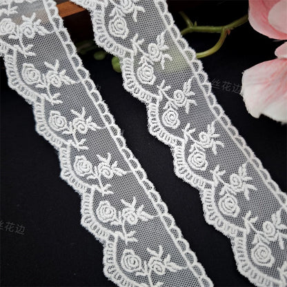 3807 Exquisitos accesorios de ropa de encaje bordado de malla, puños de ropa hechos a mano DIY, ropa de bebé, encaje Lolita