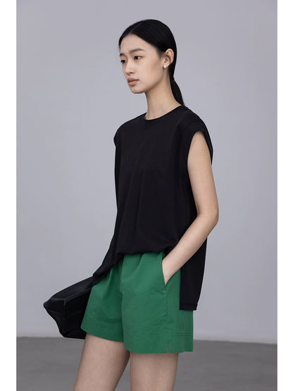 [Oferta especial por tiempo limitado] Pantalones cortos casuales versátiles de dos entradas de verano para niños, pantalones nuevos de cinco puntos de color sólido para mujeres 