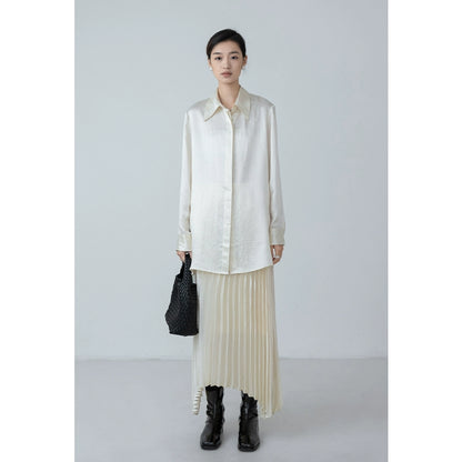 [Oferta por tiempo limitado] Conjunto de camisa con textura satinada brillante premium y falda irregular de CAREMIND para primavera 