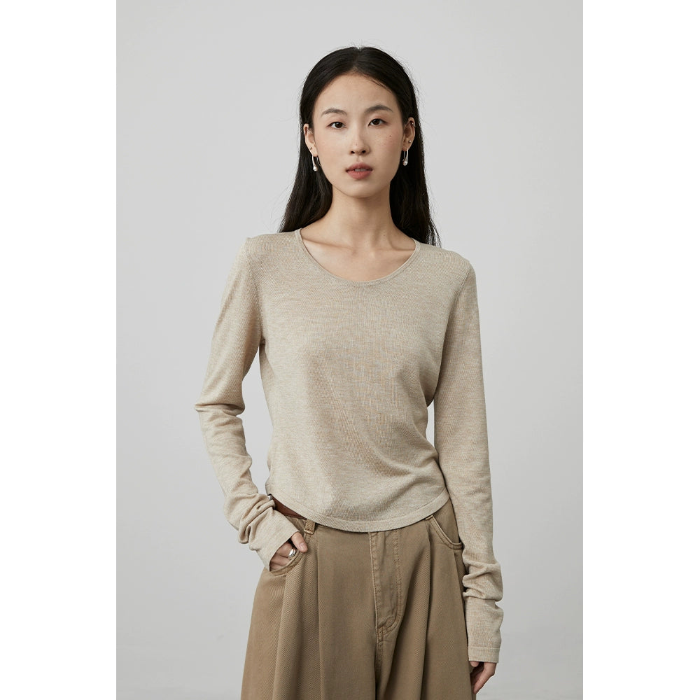 [Anxin T] Suéter de lana Tencel personalizado de cuatro colores CAREMIND, camisa de fondo clásica y sencilla para mujer que no daña la piel 