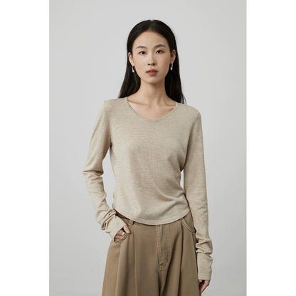 [Anxin T] Suéter de lana Tencel personalizado de cuatro colores CAREMIND, camisa de fondo clásica y sencilla para mujer que no daña la piel 