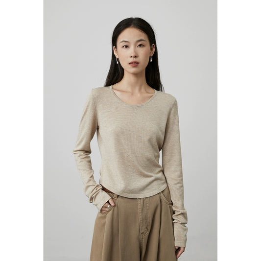 [Anxin T] Suéter de lana Tencel personalizado de cuatro colores CAREMIND, camisa de fondo clásica y sencilla para mujer que no daña la piel 