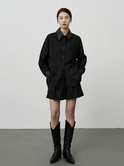 Pantalones de traje a rayas negras de CAREMIND, pantalones cortos ajustados de cintura alta informales para mujer 