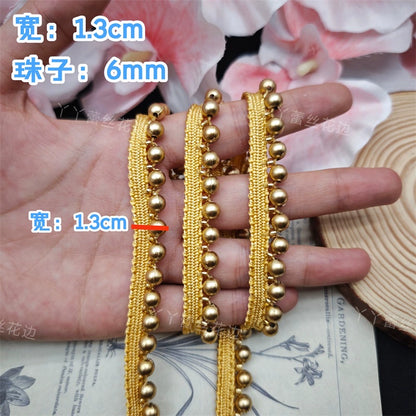 3714 Vestido de novia cheongsam con cuentas hecho a mano, encaje de perlas, accesorios de decoración de ropa DIY, cintas con cuentas Hanfu