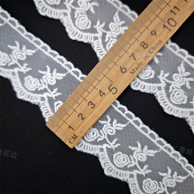 3807 Exquisitos accesorios de ropa de encaje bordado de malla, puños de ropa hechos a mano DIY, ropa de bebé, encaje Lolita