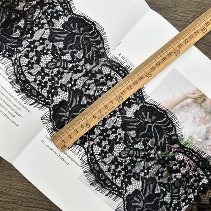 Tela de encaje de pestañas exquisita de 15 cm de ancho, accesorios de ropa hechos a mano, materiales para cortinas de faldas.