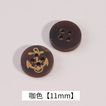 3326★  High-grade natural real horn buttons men's and women's retro cotton and linen polo shirt shirt buttons black coffee small buttons