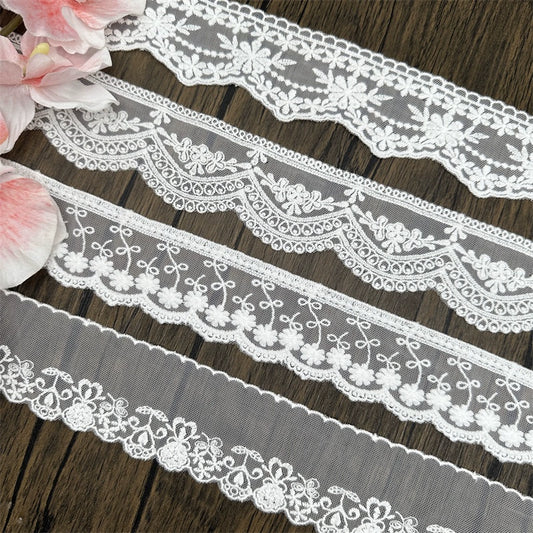 3822  High quality mesh cotton thread embroidery hemming flower exquisite clothing lace DIY jewelry wedding splicing material