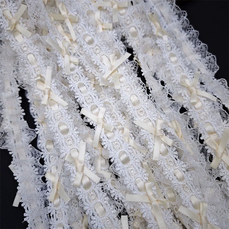 Cinturón de lolita plisado con lazo de encaje de 4 cm de ancho, 3549★, para manualidades, accesorios de encaje, bolsa para ropa, materiales hechos a mano