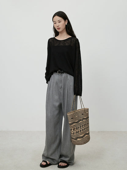 CAREMIND Original Chic Turmeric Light Blusa Lazy Holiday Style Cuello Redondo Suéter Superior Para Mujer 