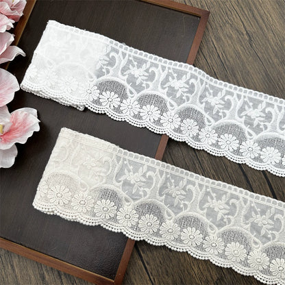 Encaje bordado de algodón puro de alta calidad, 3804 cm de ancho y 10 cm de alto, hecho a mano, para ropa, dobladillo de falda, escote extendido, accesorios de ropa