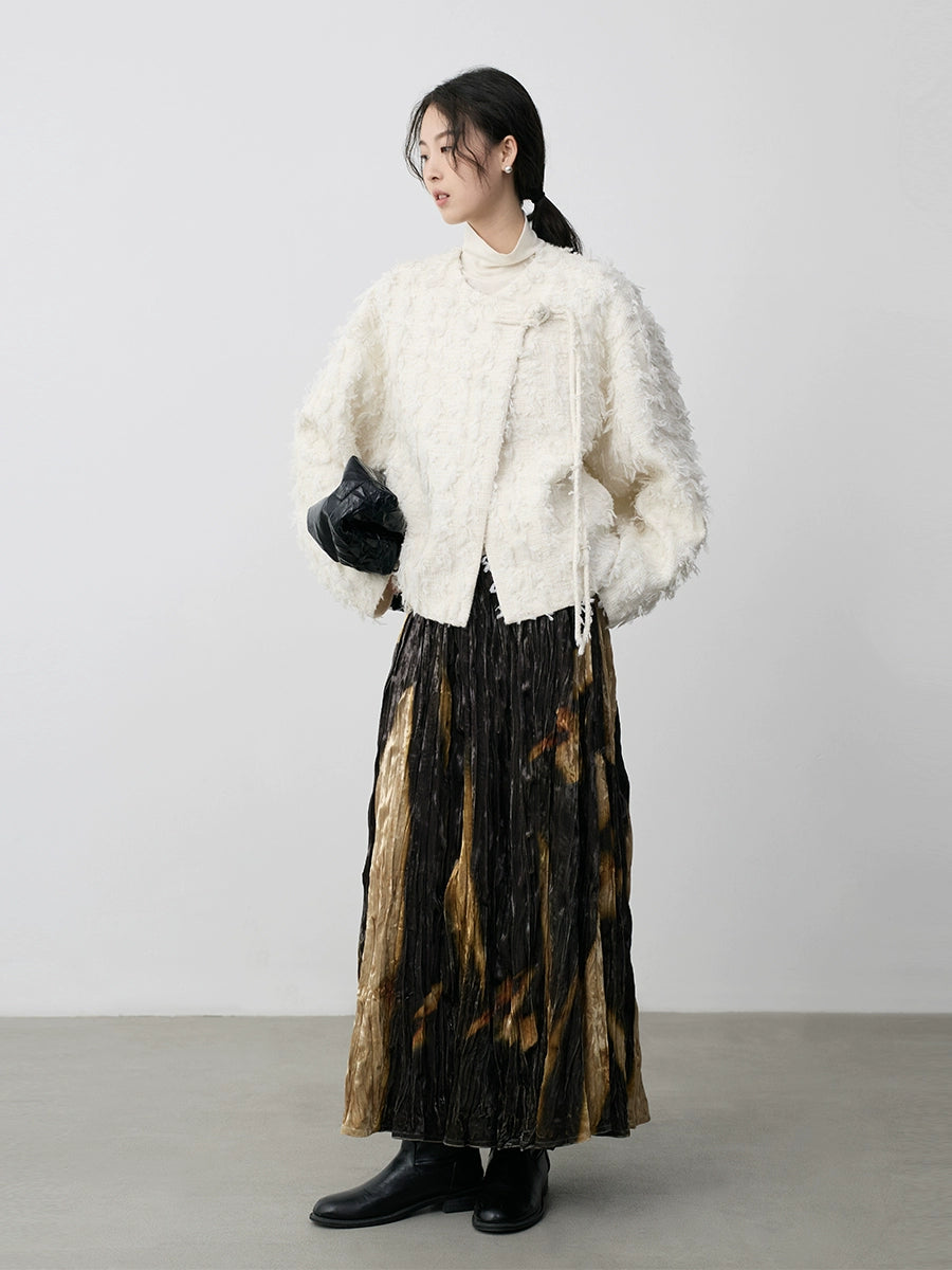 CAREMIND [Guoyun Tianxiang] Nueva chaqueta exquisita de manga larga con botones elegante tipo cárdigan chino Xiaoxiangfeng 