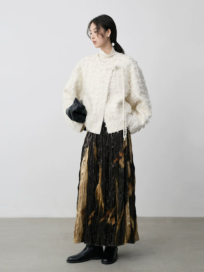 CAREMIND [Guoyun Tianxiang] Nueva chaqueta exquisita de manga larga con botones elegante tipo cárdigan chino Xiaoxiangfeng 