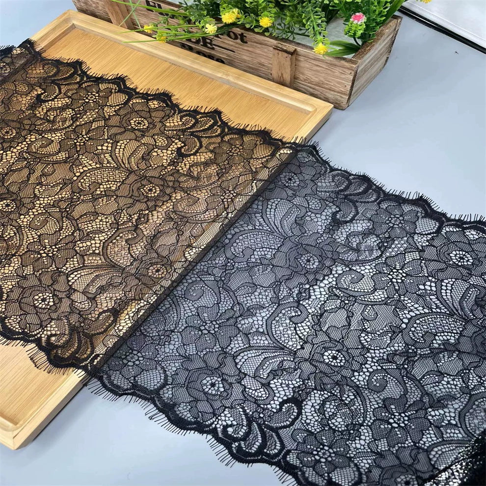 3751 Precio de tres metros, ancho 30 cm, suave y agradable para la piel, exquisitos accesorios de encaje de pestañas europeas, superficie de falda de ropa de bricolaje