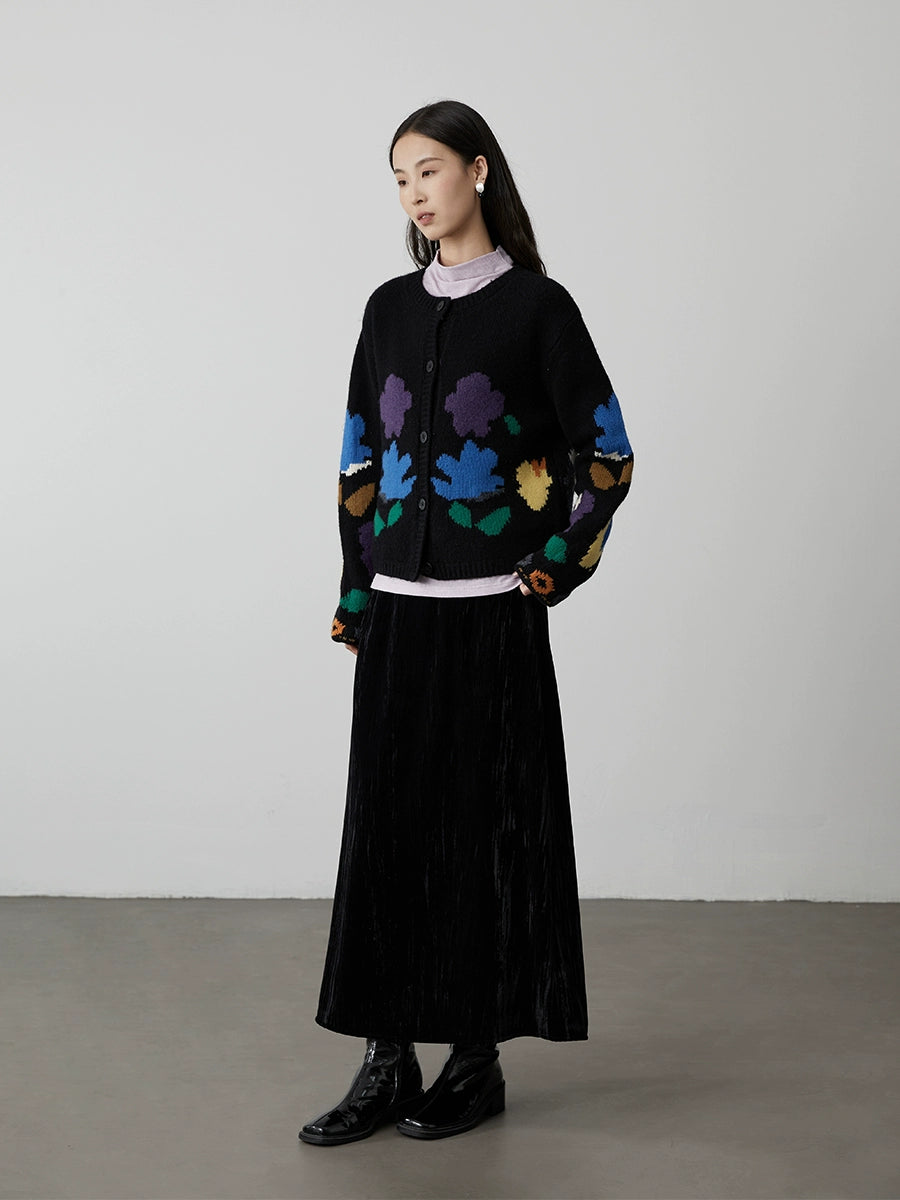 [Universo Galaxy] CAREMIND Falda plisada texturizada de cintura alta para industria pesada Nuevo vestido largo elegante Liuguang para mujer 