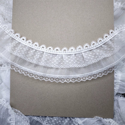 3838 Ancho 6cm de doble capa de malla con volantes de encaje accesorios de encaje arrugado vestido de encaje falda ropa infantil decoración