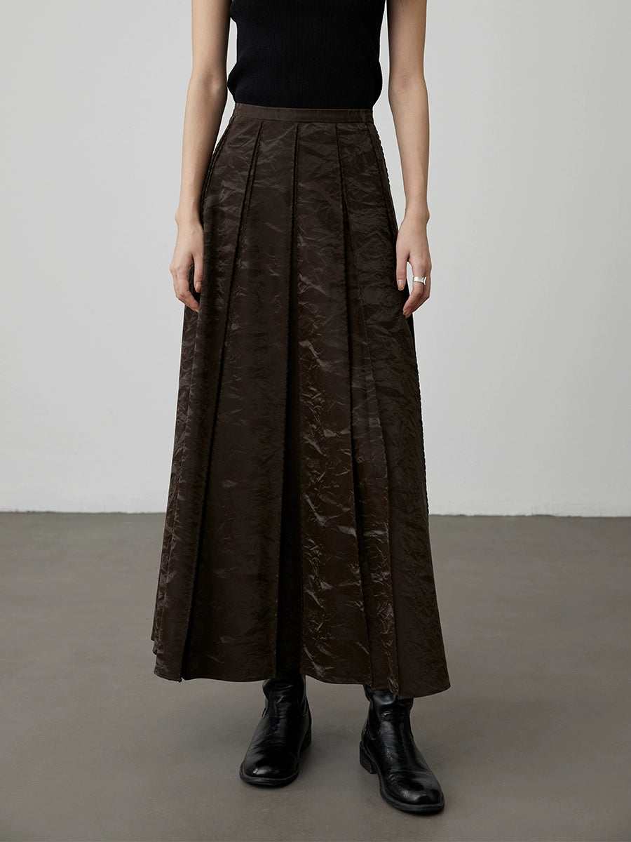 [Serrated leather skirt] CAREMIND new Chinese style horse face skirt retro dark pattern jacquard a-word skirt