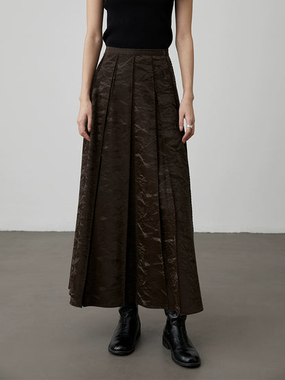 [Serrated leather skirt] CAREMIND new Chinese style horse face skirt retro dark pattern jacquard a-word skirt