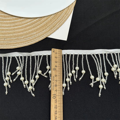 3684 Vestido de novia con flecos y cuentas de industria pesada, cheongsam, decoración de ropa, cortinas europeas onduladas hechas a mano, cuentas de encaje, puntas colgantes