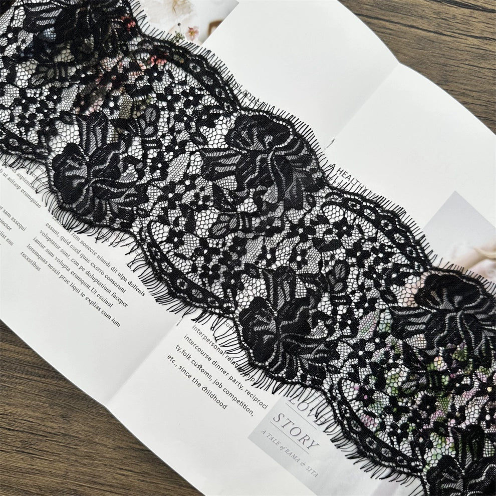 Tela de encaje de pestañas exquisita de 15 cm de ancho, accesorios de ropa hechos a mano, materiales para cortinas de faldas.