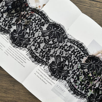 Tela de encaje de pestañas exquisita de 15 cm de ancho, accesorios de ropa hechos a mano, materiales para cortinas de faldas.