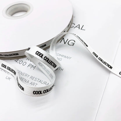 Tira de cinta con estampado de letras en blanco y negro de algodón de 1 cm, tira de ribete para el borde del escote trasero, tira de presión para accesorios, tira lateral para ropa