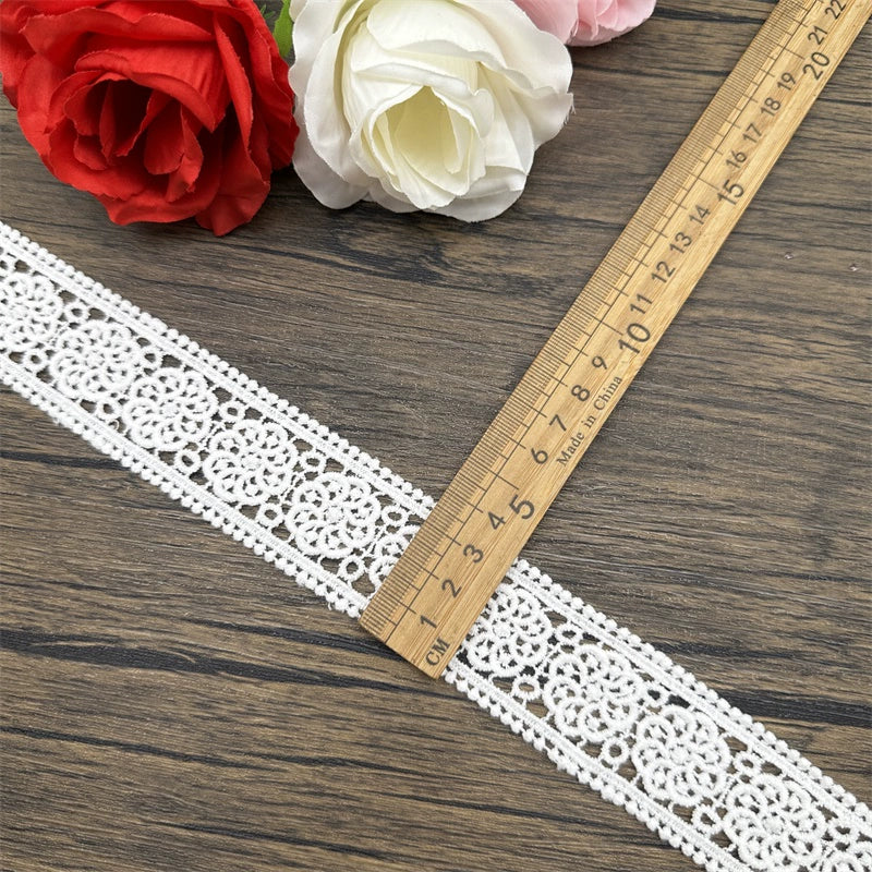 3831 Encaje de algodón puro soluble en agua blanco, bordado, falda de cortina, ropa de muñeca, textiles para el hogar, accesorios de tela decorativos