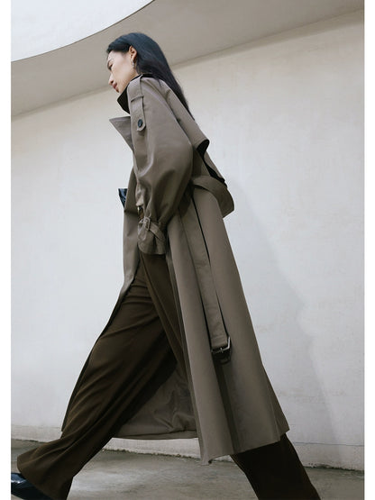 CAREMIND original nouveau trench coat femme coréenne moyenne et longue conception chic manteau haut de gamme manteau automne et hiver