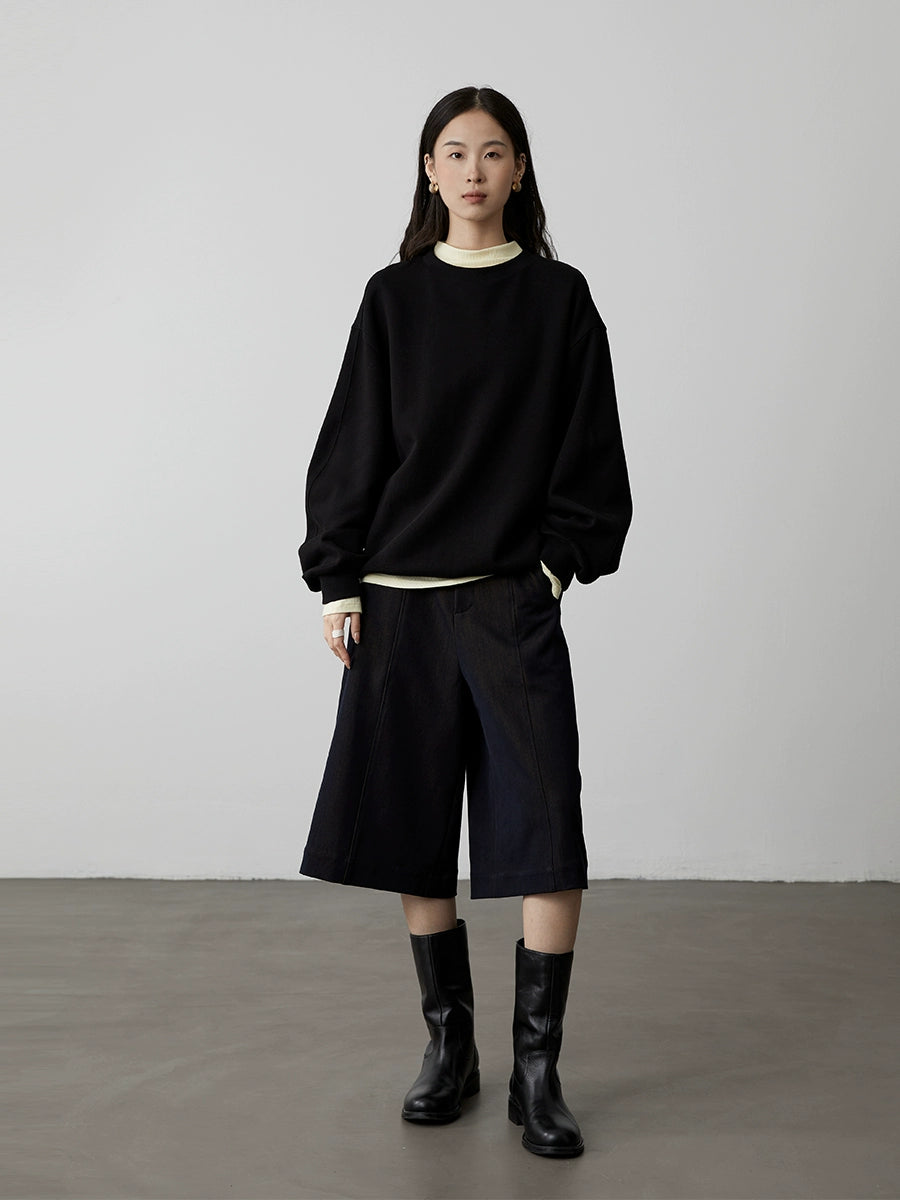 [Suéter fácil] Suéter de silueta holgada CAREMIND, suéter con textura de color sólido, chaqueta superior, ropa de mujer 