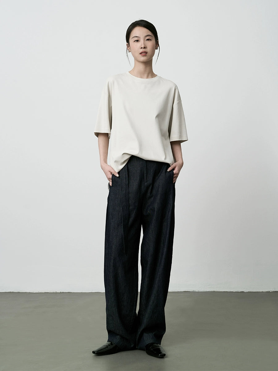 Pantalones casuales de lino CAREMIND, pantalones anchos de textura versátil, pantalones azules marino únicos para niños, pantalones para el viaje de otoño, nuevos 