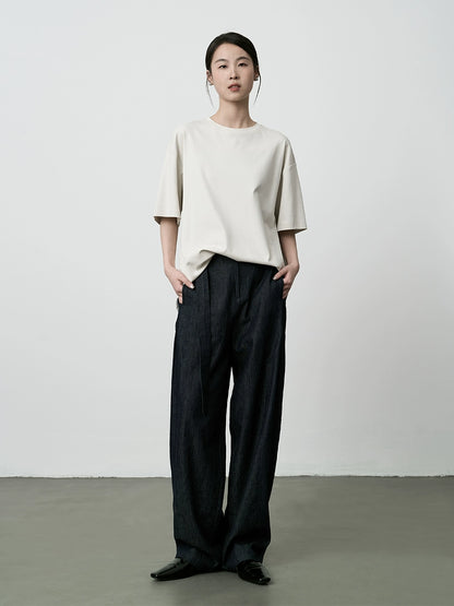 Pantalones casuales de lino CAREMIND, pantalones anchos de textura versátil, pantalones azules marino únicos para niños, pantalones para el viaje de otoño, nuevos 