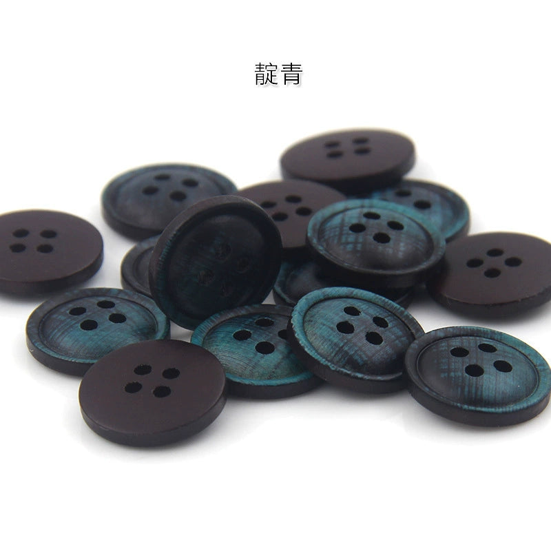 3466★ Botones de madera de colores Botones pintados con impresión en color epoxi Botones de traje Botones de camisa con patrón de madera Botones de camisa de cuatro ojales